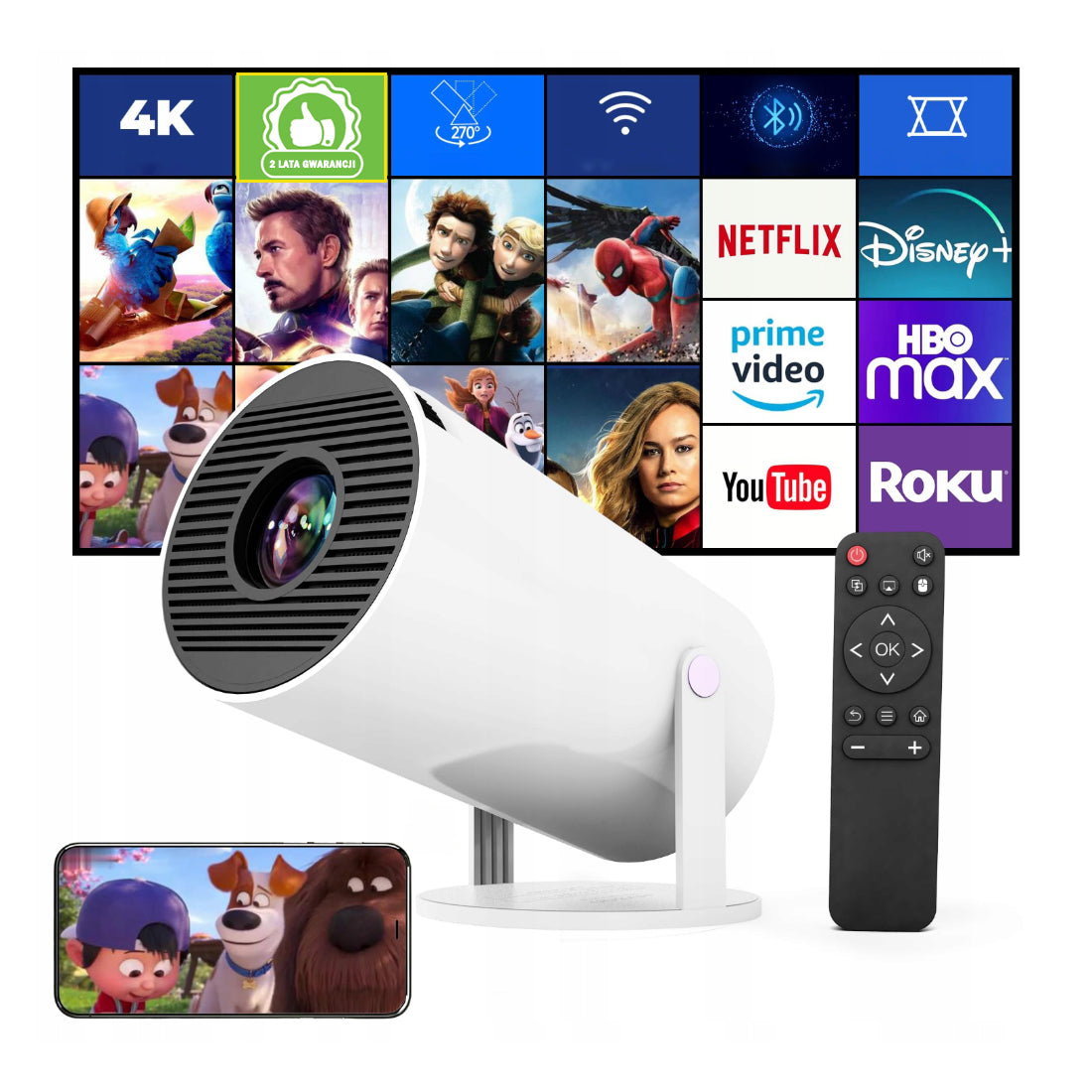 Mini Projektor Magcubic HY300 Pro 4K Android – Kino Domowe z Auto Korekcją