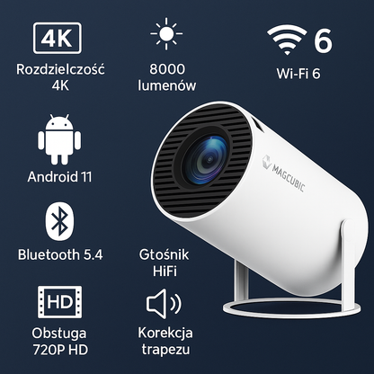 Mini Projektor Magcubic HY300 Pro 4K Android – Kino Domowe z Auto Korekcją